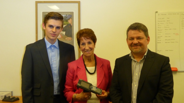 Mayor Norma Redfearn with Lewis Nagel and Terry Nall, managing director at N2 Limited.